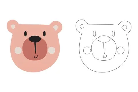 Vector cartoon of cute scandinavian bear coloring sheet Stock Illustration