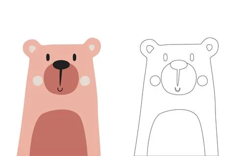 Vector cartoon of cute scandinavian bear coloring sheet Stock Illustration