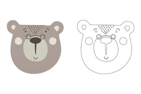 Vector cartoon of cute scandinavian bear coloring sheet Stock Illustration