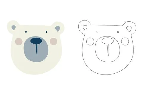 Vector cartoon of cute scandinavian bear coloring sheet Stock Illustration