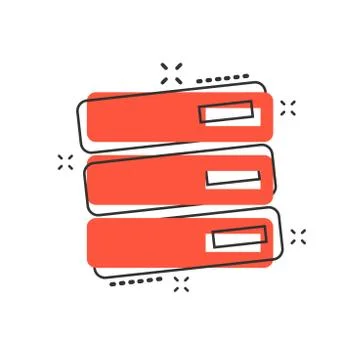 Vector cartoon database, server icon in comic style. Storage sign illustratio Ilustración de archivo