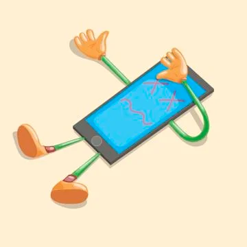 Vector cartoon dead phone Stock Illustration
