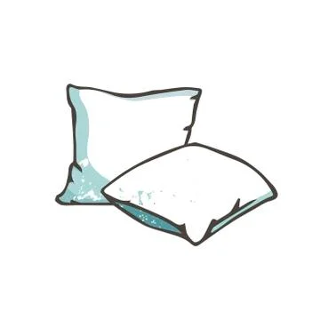 Vector cartoon decorative pillows. Hand drawn clip art grunge style texture.  Stock Illustration