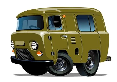 Vector Cartoon delivery van Stock Illustration