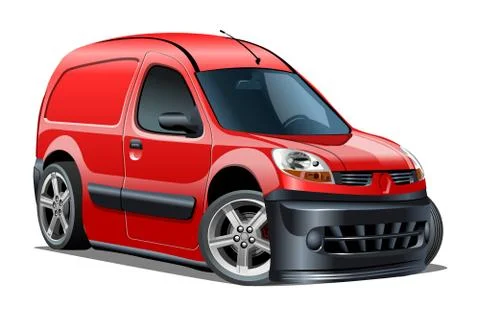 Vector Cartoon delivery van isolated om white background Stock Illustration