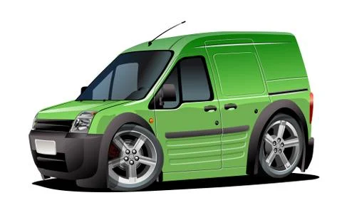Vector Cartoon delivery van isolated om white background Stock Illustration