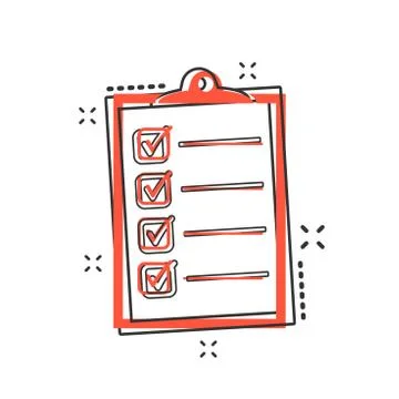 Vector cartoon to do list icon in comic style. Checklist, task list sign illu Stock Illustration