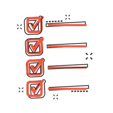 Vector cartoon to do list icon in comic style. Checklist, task list sign illu Stock Illustration