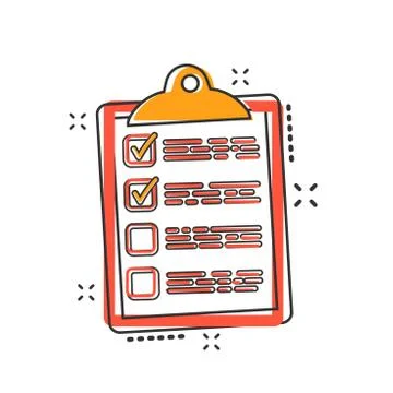 Vector cartoon to do list icon in comic style. Checklist, task list sign illu Stock Illustration