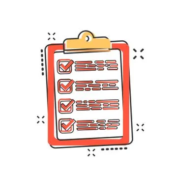 Vector cartoon to do list icon in comic style. Checklist, task list sign illu Illustrazione stock
