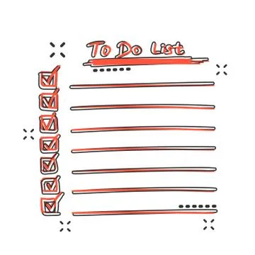 Vector cartoon to do list icon in comic style. Checklist, task list sign illu 스톡 일러스트