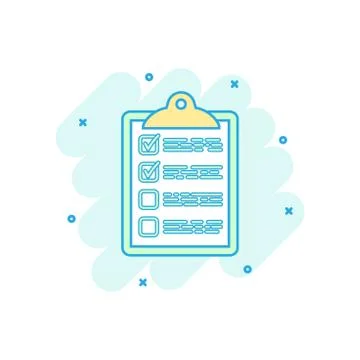 Vector cartoon to do list icon in comic style. Checklist, task list sign illu Illustrazione stock