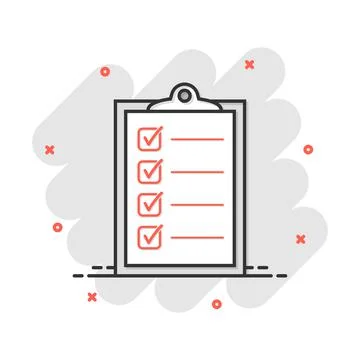 Vector cartoon to do list icon in comic style. Checklist, task list sign illu Stock Illustration