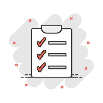 Vector cartoon to do list icon in comic style. Checklist, task list sign illu Stock Illustration