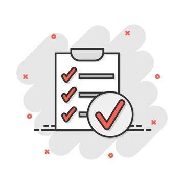 Vector cartoon to do list icon in comic style. Checklist, task list sign illu Illustrazione stock