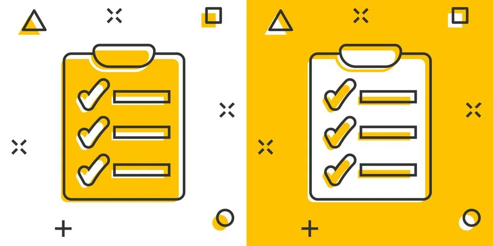 Vector cartoon to do list icon in comic style. Checklist, task list sign illu Illustrazione stock