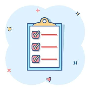 Vector cartoon to do list icon in comic style. Checklist, task list sign illu Illustrazione stock