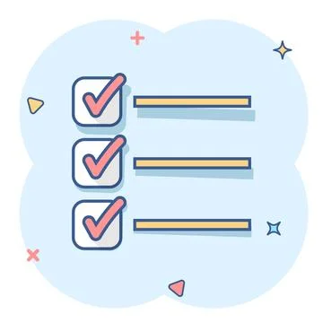 Vector cartoon to do list icon in comic style. Checklist, task list sign illu Illustrazione stock
