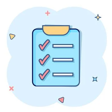 Vector cartoon to do list icon in comic style. Checklist, task list sign illu Illustrazione stock