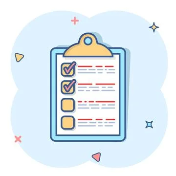 Vector cartoon to do list icon in comic style. Checklist, task list sign illu Stock Illustration