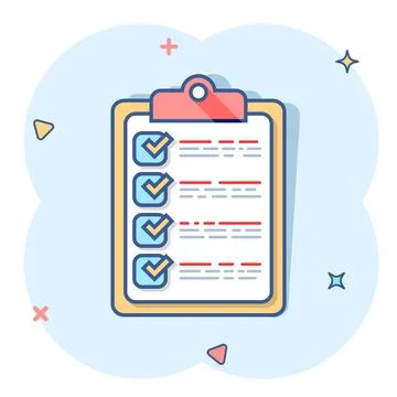Vector cartoon to do list icon in comic style. Checklist, task list sign illu Stock Illustration