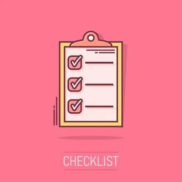 Vector cartoon to do list icon in comic style. Checklist, task list sign il.. Illustrazione stock