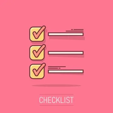 Vector cartoon to do list icon in comic style. Checklist, task list sign il.. Illustrazione stock