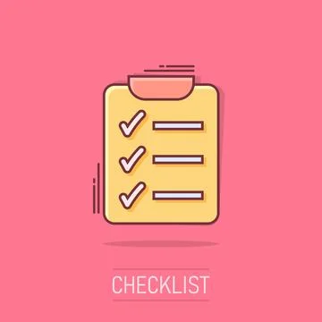 Vector cartoon to do list icon in comic style. Checklist, task list sign il.. Stock Illustration