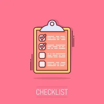 Vector cartoon to do list icon in comic style. Checklist, task list sign il.. Stock Illustration