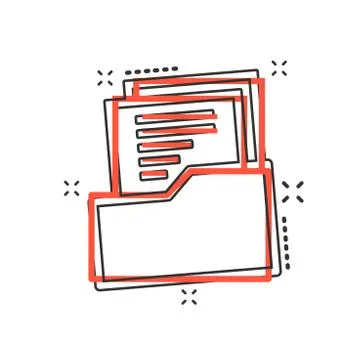 Vector cartoon document icon in comic style. Archive data file sign illustrat Stockillustratie