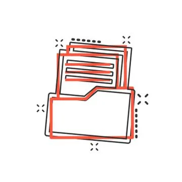 Vector cartoon document icon in comic style. Archive data file sign illustrat Illustrazione stock