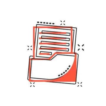 Vector cartoon document icon in comic style. Archive data file sign illustrat 스톡 일러스트