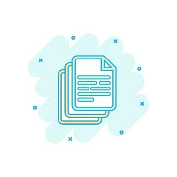 Vector cartoon document icon in comic style. Paper sheet sign illustration pi Stock Illustration