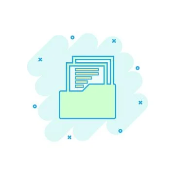 Vector cartoon document icon in comic style. Archive data file sign illustrat Illustrazione stock