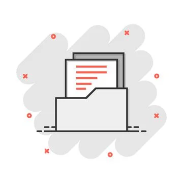 Vector cartoon document icon in comic style. Archive data file sign illustrat イラスト素材