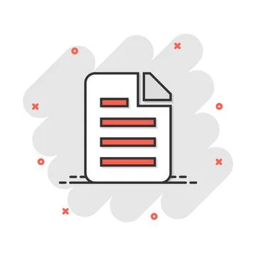 Vector cartoon document icon in comic style. Archive data file sign illustrat Stock Illustration