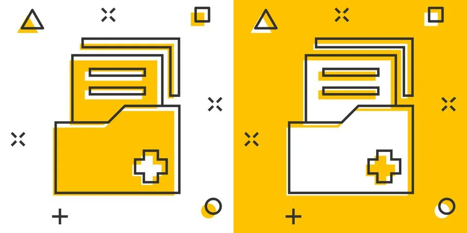 Vector cartoon document icon in comic style. Archive data file sign illustrat 스톡 일러스트