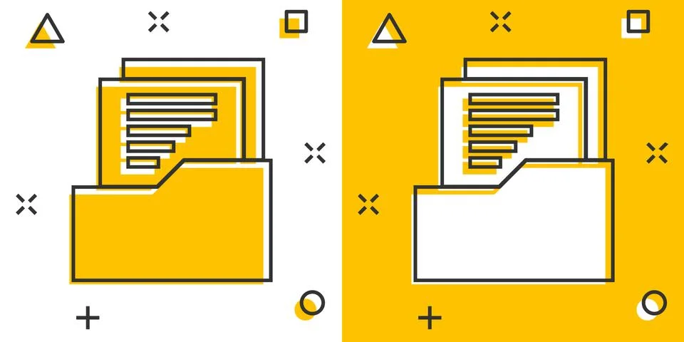 Vector cartoon document icon in comic style. Archive data file sign illustrat 스톡 일러스트
