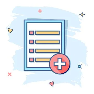 Vector cartoon document icon in comic style. Paper page sign illustration pic Stock Illustration