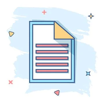 Vector cartoon document icon in comic style. Paper page sign illustration pic Stock Illustration