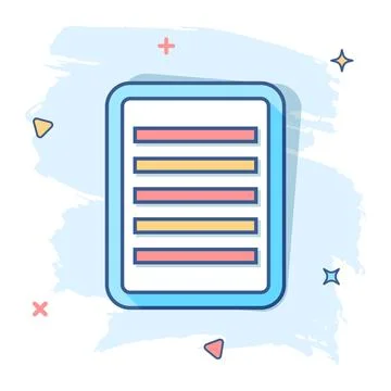 Vector cartoon document icon in comic style. Note sign illustration pictogram Illustrazione stock