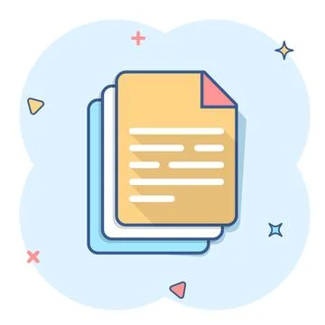 Vector cartoon document icon in comic style. Paper sheet sign illustration pi Stock Illustration