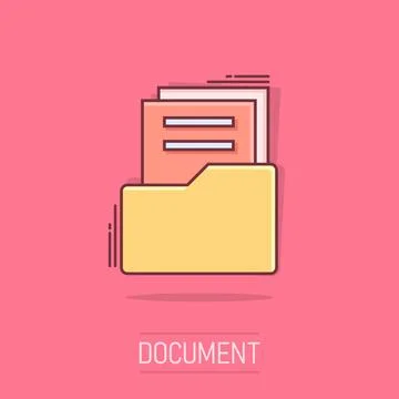 Vector cartoon document icon in comic style. Archive data file sign illustr.. Stock Illustration