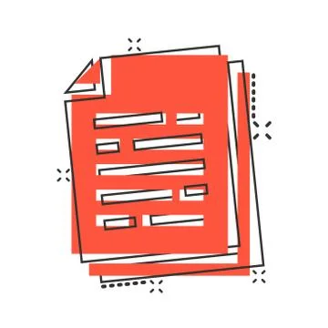 Vector cartoon document paper icon in comic style. Terms sheet concept illust Stock Illustration