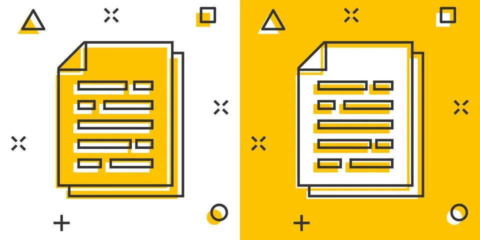 Vector cartoon document paper icon in comic style. Terms sheet concept illust Stock Illustration