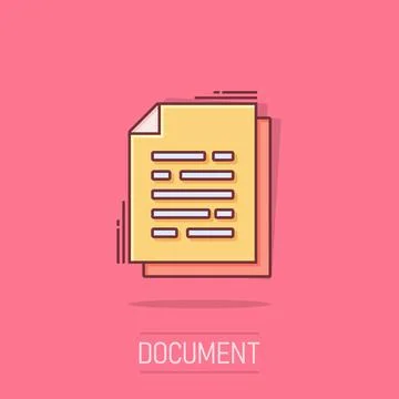 Vector cartoon document paper icon in comic style. Terms sheet concept illu.. Stock Illustration