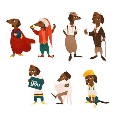 Vector cartoon dog characters set Ilustración de archivo