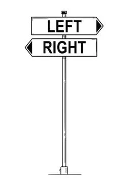Vector Cartoon Drawing of Left and Right Pointing Arrow Sign Illustrazione stock