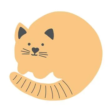 Vector cartoon drawn doodle cat, cute and funny, isolated Illustrazione stock