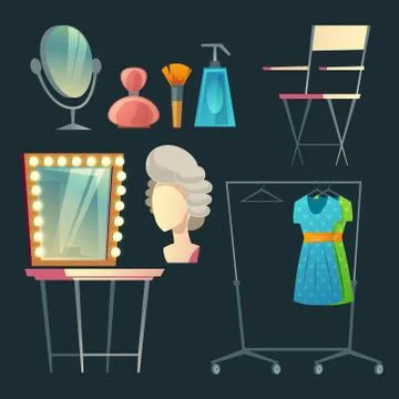 Vector cartoon dressing room collection for actress Stock-Illustration